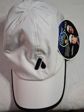 Men's White Performance Baseball Cap with Black Trim